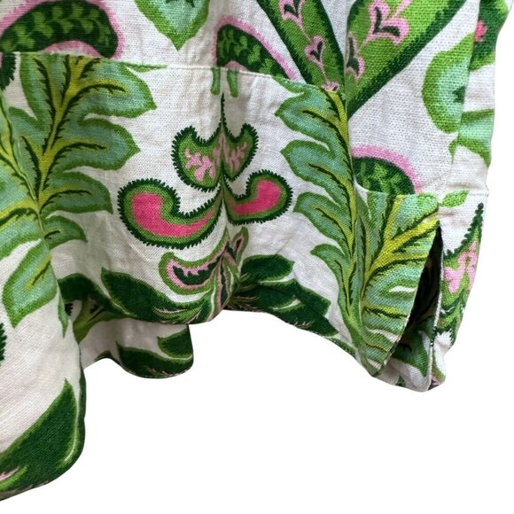 Soft Surroundings Linen Blend Dress Large Pink Green Floral Print Preppy Casual - Picture 14 of 16